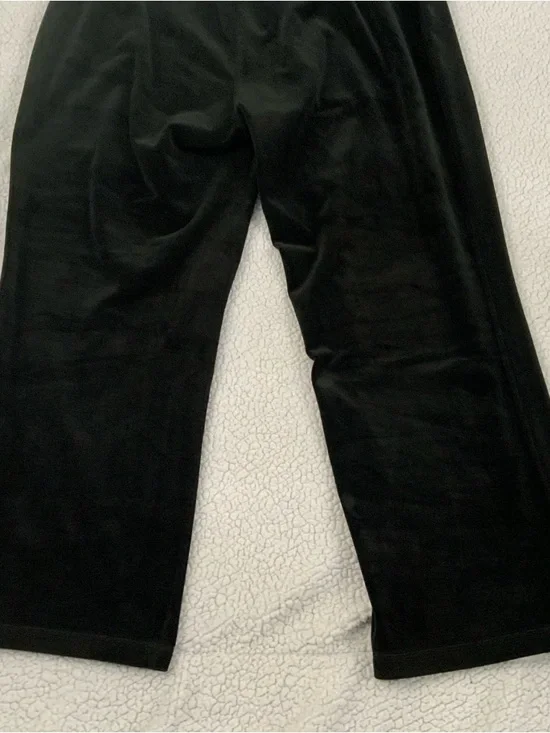 Calvin Klein Velour Pants Women's 1X Black Pull On Elastic Waist Comfy Wide Leg - Picture 12 of 16